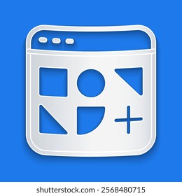 Paper cut Different files icon isolated on blue background. Paper art style. Vector