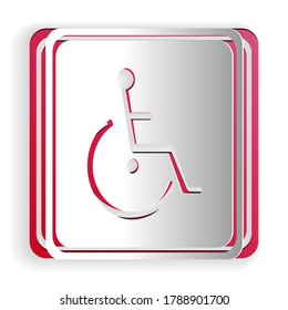 Paper cut Disabled handicap icon isolated on white background. Wheelchair handicap sign. Paper art style. Vector.