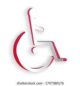 Paper cut Disabled handicap icon isolated on white background. Wheelchair handicap sign. Paper art style. Vector.
