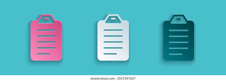 Paper cut To do list or planning icon isolated on blue background. Paper art style. Vector