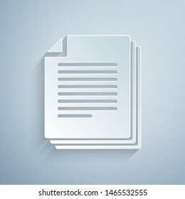Paper cut Document icon isolated on grey background. File icon. Checklist icon. Business concept. Paper art style. Vector Illustration
