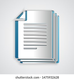 Paper cut Document icon isolated on grey background. File icon. Checklist icon. Business concept. Paper art style. Vector Illustration
