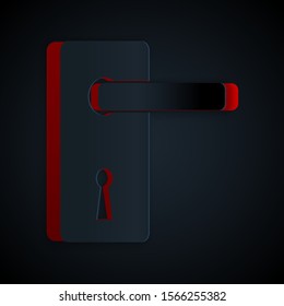 Paper cut Door handle icon isolated on black background. Door lock sign. Paper art style. Vector Illustration