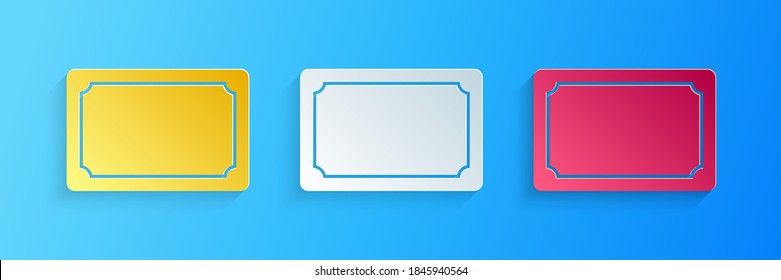 Paper cut Doormat icon isolated on blue background. Welcome mat sign. Paper art style. Vector.