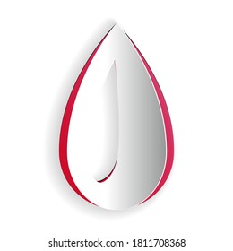Paper cut Drop icon isolated on white background. Paper art style. Vector.
