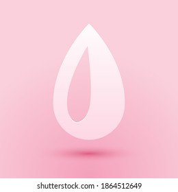 Paper cut Drop icon isolated on pink background. Paper art style. Vector.