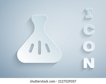 Recorte de papel Icono de acoplamiento aislado en fondo gris. Platos chinos tradicionales. Estilo de arte de papel. Vector