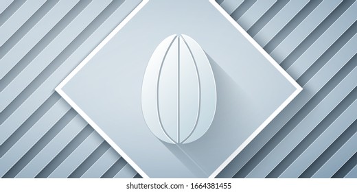 Icono de huevo de Pascua aislado en fondo gris. Feliz Pascua. Estilo de arte de papel. Ilustración vectorial