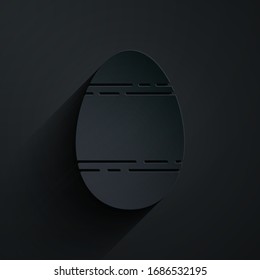 Paper cut Easter egg icon isolated on black background. Happy Easter. Paper art style. Vector Illustration