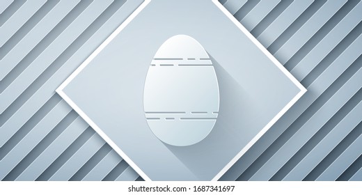 Paper cut Easter egg icon isolated on grey background. Happy Easter. Paper art style. Vector Illustration