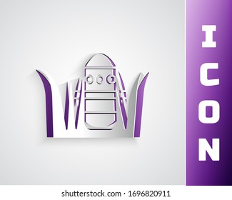 Paper cut Easter egg icon isolated on grey background. Happy Easter. Paper art style. Vector Illustration