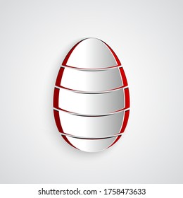 Paper cut Easter egg icon isolated on grey background. Happy Easter. Paper art style. Vector Illustration