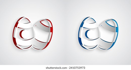 Paper cut Easter egg icon isolated on grey background. Happy Easter. Paper art style. Vector