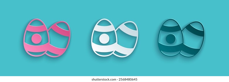 Paper cut Easter egg icon isolated on blue background. Happy Easter. Paper art style. Vector