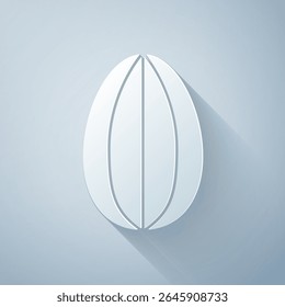 Paper cut Easter egg icon isolated on grey background. Happy Easter. Paper art style. Vector Illustration