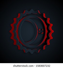 Paper cut Eclipse of the sun icon isolated on black background. Total sonar eclipse. Paper art style. Vector Illustration
