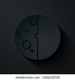 Paper cut Eclipse of the sun icon isolated on black background. Total sonar eclipse. Paper art style. Vector Illustration