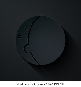 Paper cut Eclipse of the sun icon isolated on black background. Total sonar eclipse. Paper art style. Vector Illustration