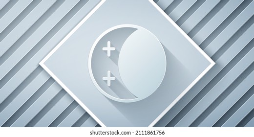 Paper cut Eclipse of the sun icon isolated on grey background. Total sonar eclipse. Paper art style. Vector