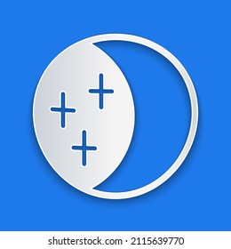 Paper cut Eclipse of the sun icon isolated on blue background. Total sonar eclipse. Paper art style. Vector