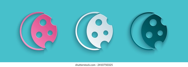 Paper cut Eclipse of the sun icon isolated on blue background. Total sonar eclipse. Paper art style. Vector