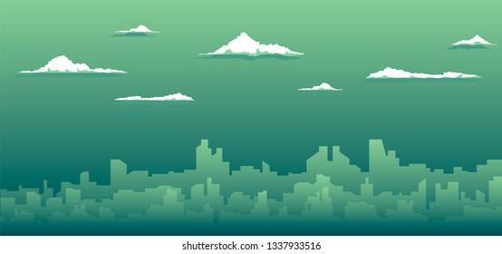 paper cut effect city illustration, silhouettes of buldings, vector cityscape