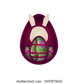 Paper cut eggs easter day background design template