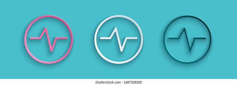 Paper cut Electric circuit scheme icon isolated on blue background. Circuit board. Paper art style. Vector Illustration