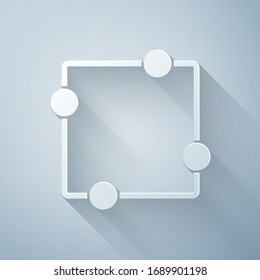 Paper cut Electric circuit scheme icon isolated on grey background. Circuit board. Paper art style. Vector Illustration
