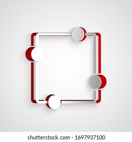 Paper cut Electric circuit scheme icon isolated on grey background. Circuit board. Paper art style. Vector Illustration