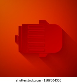 Paper cut Electric engine icon isolated on red background. Car alternator. Paper art style. Vector Illustration
