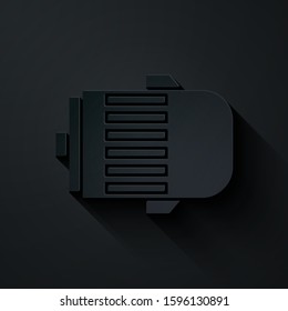 Paper cut Electric engine icon isolated on black background. Car alternator. Paper art style. Vector Illustration