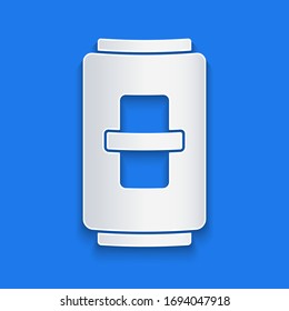 Paper cut Electric light switch icon isolated on blue background. On and Off icon. Dimmer light switch sign. Concept of energy saving. Paper art style. Vector Illustration