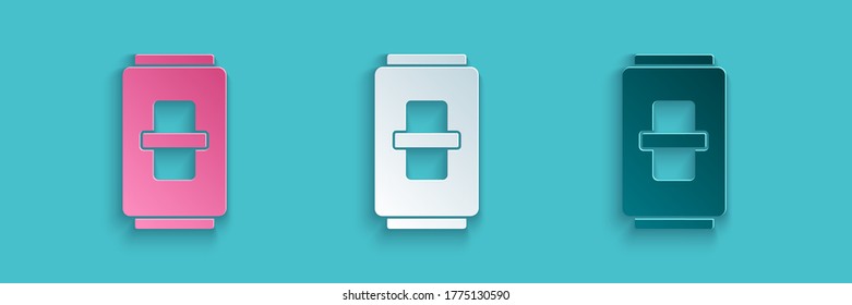 Paper cut Electric light switch icon isolated on blue background. On and Off icon. Dimmer light switch sign. Concept of energy saving. Paper art style. Vector Illustration