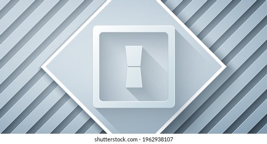 Paper cut Electric light switch icon isolated on grey background. On and Off icon. Dimmer light switch sign. Concept of energy saving. Paper art style. Vector Illustration