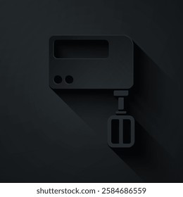 Paper cut Electric mixer icon isolated on black background. Kitchen blender. Paper art style. Vector