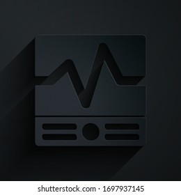 Paper cut Electrical measuring instruments icon isolated on black background. Analog devices. Electrical appliances. Paper art style. Vector Illustration