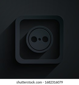 Icono de toma eléctrica aislado en fondo negro. Toma de corriente. Símbolo de rosette. Estilo de arte de papel. Ilustración vectorial