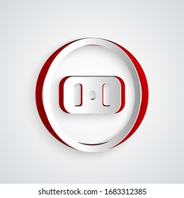 Paper cut Electrical outlet icon isolated on grey background. Power socket. Rosette symbol. Paper art style. Vector Illustration