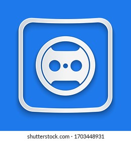 Paper cut Electrical outlet icon isolated on blue background. Power socket. Rosette symbol. Paper art style. Vector Illustration