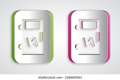 Paper cut Electrical panel icon isolated on grey background. Paper art style. Vector