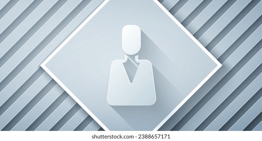 Paper cut Employee icon isolated on grey background. Head hunting. Business target or Employment. Human resource and recruitment for business. Paper art style. Vector