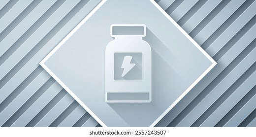 Paper cut Energy drink icon isolated on grey background. Paper art style. Vector