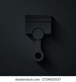 Paper cut Engine piston icon isolated on black background. Car engine piston sign. Paper art style. Vector