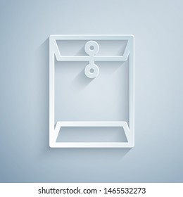 Paper cut Envelope icon isolated on grey background. Email message letter symbol. Paper art style. Vector Illustration