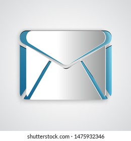 Paper cut Envelope icon isolated on grey background. Email message letter symbol. Paper art style. Vector Illustration