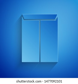 Paper cut Envelope icon isolated on blue background. Email message letter symbol. Paper art style. Vector Illustration