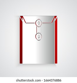 Icono de envoltura de papel aislado en fondo gris. Símbolo de carta de mensaje de correo electrónico. Estilo de arte de papel. Ilustración vectorial