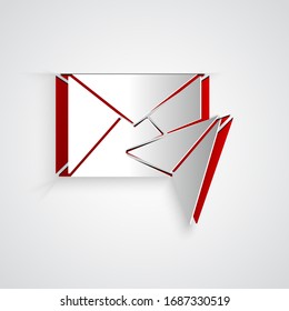 Papier-Schnitt Umschlag Symbol einzeln auf grauem Hintergrund. E-Mail-Nachrichtenbriefsymbol. Kunststil aus Papier. Vektorillustration-Illustration