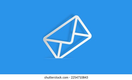 Paper cut envelope icon isolated on blue background. Email message letter symbol. Paper art style. Vector illustration.